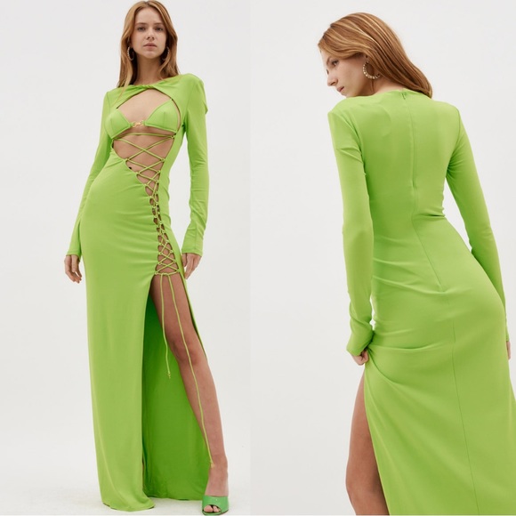 RUNWAY PRE FALL ‘22 DUNDAS Blink Lace-Up Column Gown - Picture 1 of 17